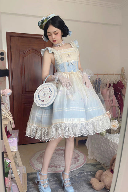 Lolita JSK Dress - Dream Doll Ballet Rabbit Print, 2 Colors, Sweet Style, Printed - additional product view 4