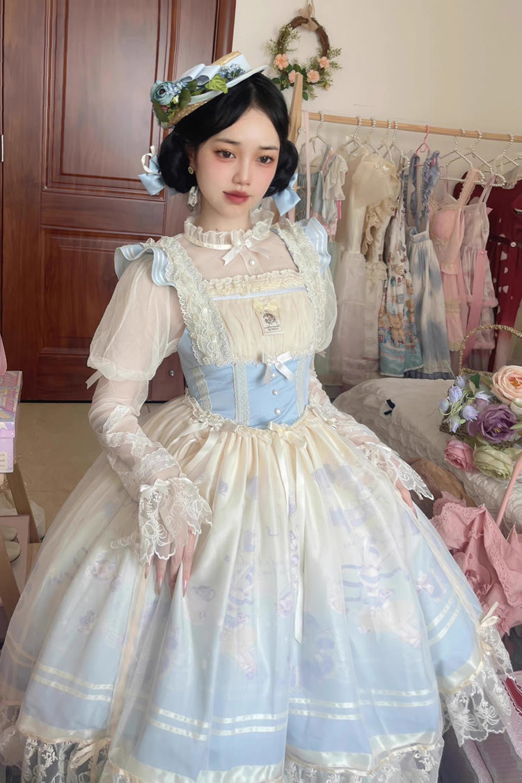Lolita JSK Dress - Dream Doll Ballet Rabbit Print, 2 Colors, Sweet Style, Printed - additional product view 5