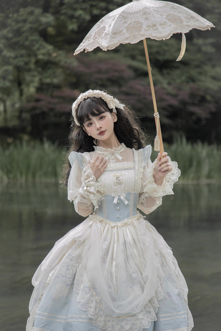 Lolita JSK Dress - Dream Doll Ballet Rabbit Print, 2 Colors, Sweet Style, Printed - additional product view 6