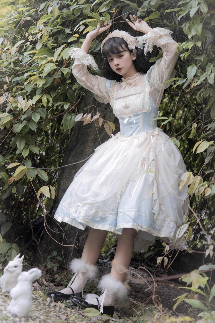 Lolita JSK Dress - Dream Doll Ballet Rabbit Print, 2 Colors, Sweet Style, Printed - additional product view 10