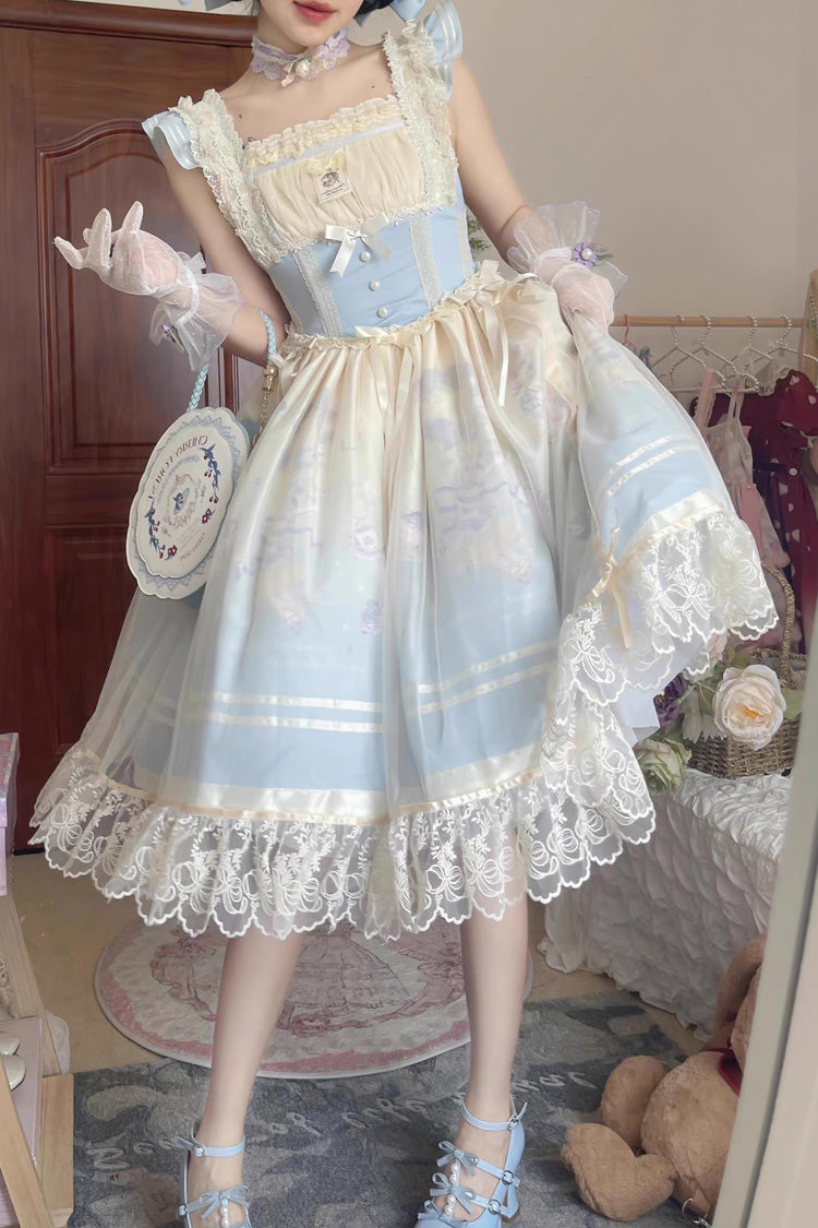 Lolita JSK Dress - Dream Doll Ballet Rabbit Print, 2 Colors, Sweet Style, Printed - main product image