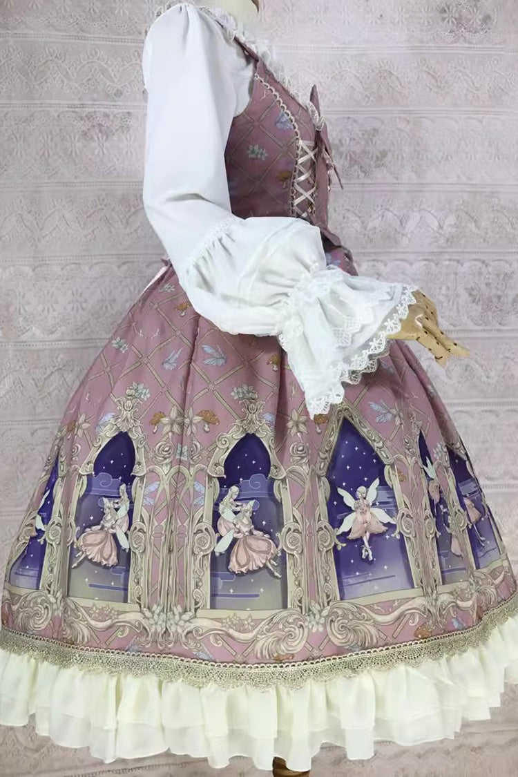 Lolita JSK Dress - Dream Elf Print, 6 Colors, Sweet Style, Bow Detail, Ruffled - additional product view 5