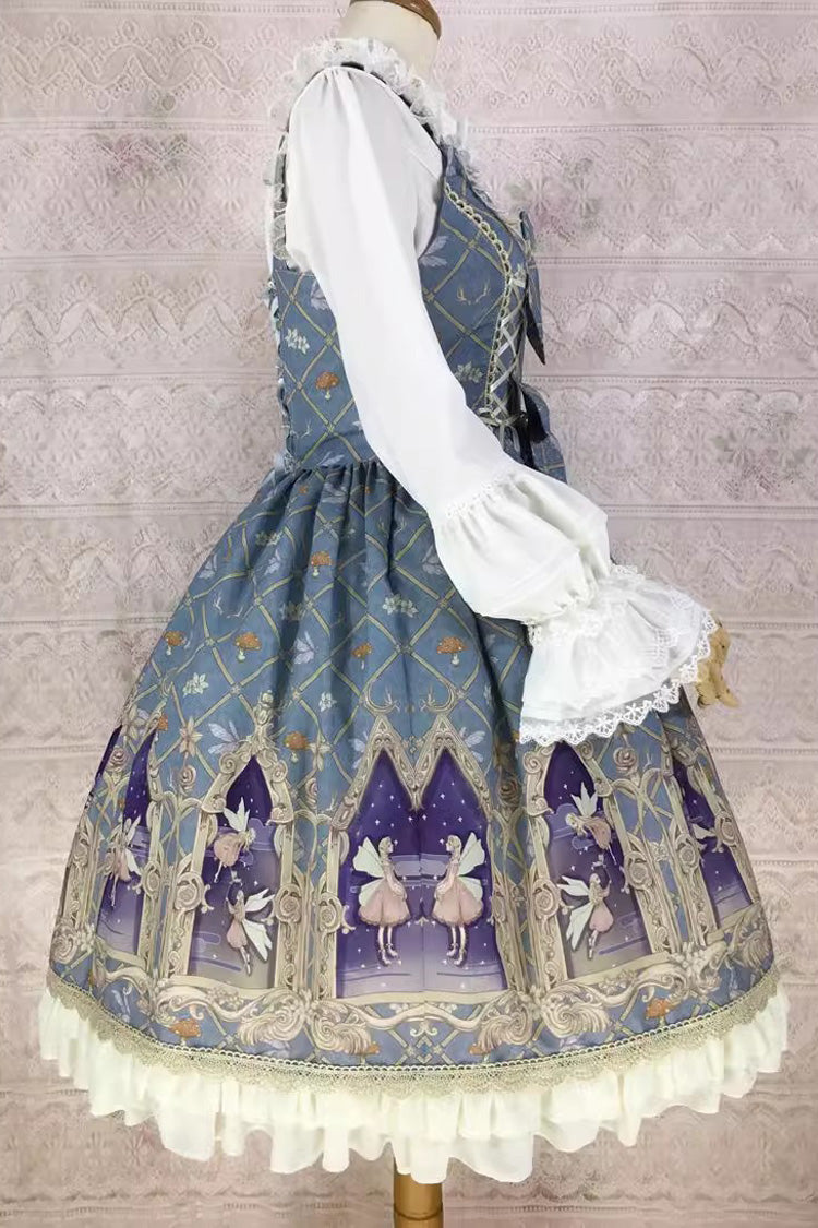 Lolita JSK Dress - Dream Elf Print, 6 Colors, Sweet Style, Bow Detail, Ruffled - additional product view 7