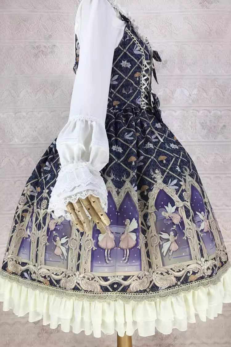 Lolita JSK Dress - Dream Elf Print, 6 Colors, Sweet Style, Bow Detail, Ruffled - additional product view 10