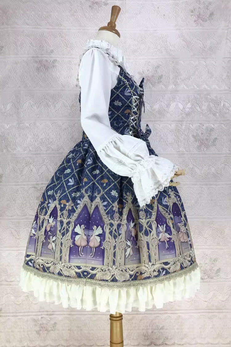 Lolita JSK Dress - Dream Elf Print, 6 Colors, Sweet Style, Bow Detail, Ruffled - additional product view 12