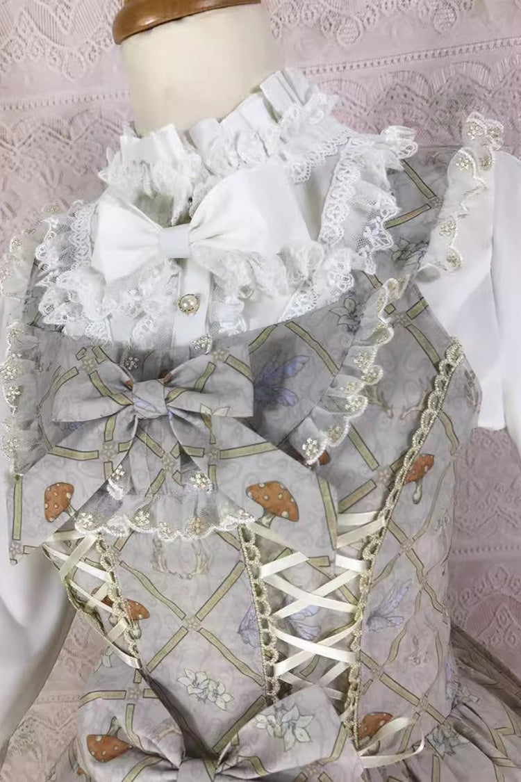Lolita JSK Dress - Dream Elf Print, 6 Colors, Sweet Style, Bow Detail, Ruffled - additional product view 14