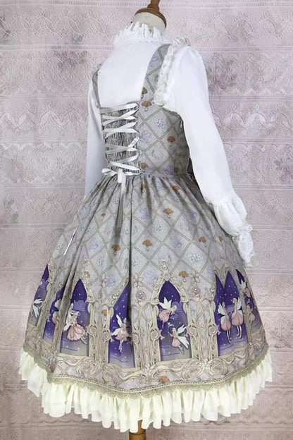 Lolita JSK Dress - Dream Elf Print, 6 Colors, Sweet Style, Bow Detail, Ruffled - additional product view 15