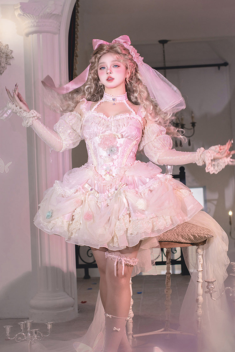 Lolita JSK Dress - Dream Garden, Pink, Lace Trim, Ruffled, Embroidered - additional product view 7