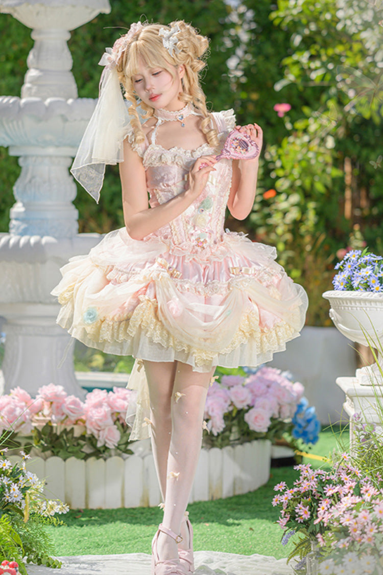 Lolita JSK Dress - Dream Garden, Pink, Lace Trim, Ruffled, Embroidered - additional product view 8