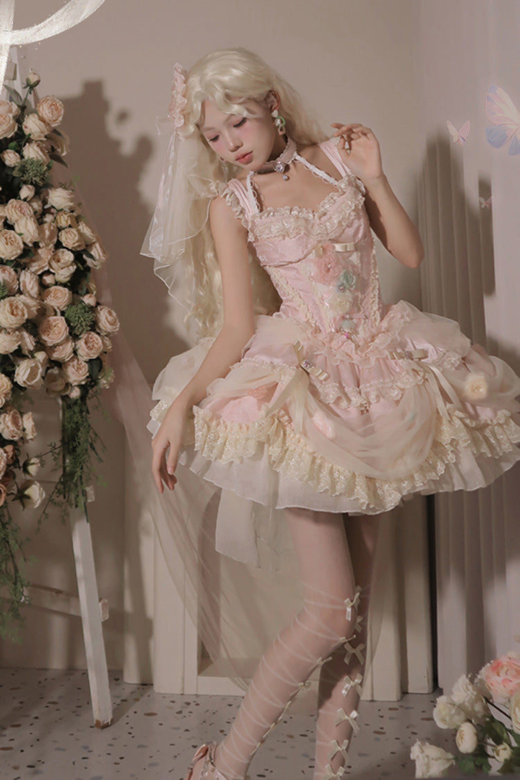 Lolita JSK Dress - Dream Garden, Pink, Lace Trim, Ruffled, Embroidered - additional product view 12