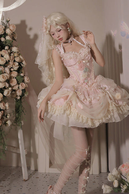 Lolita JSK Dress - Dream Garden, Pink, Lace Trim, Ruffled, Embroidered - additional product view 12