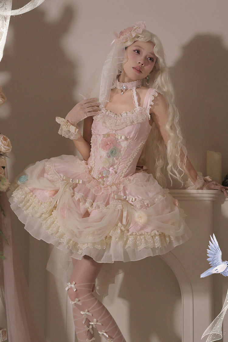 Lolita JSK Dress - Dream Garden, Pink, Lace Trim, Ruffled, Embroidered - additional product view 13