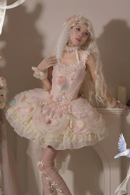 Lolita JSK Dress - Dream Garden, Pink, Lace Trim, Ruffled, Embroidered - additional product view 13