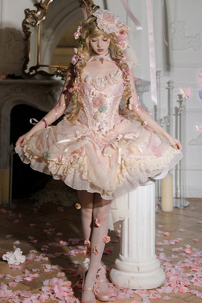 Lolita JSK Dress - Dream Garden, Pink, Lace Trim, Ruffled, Embroidered - additional product view 14