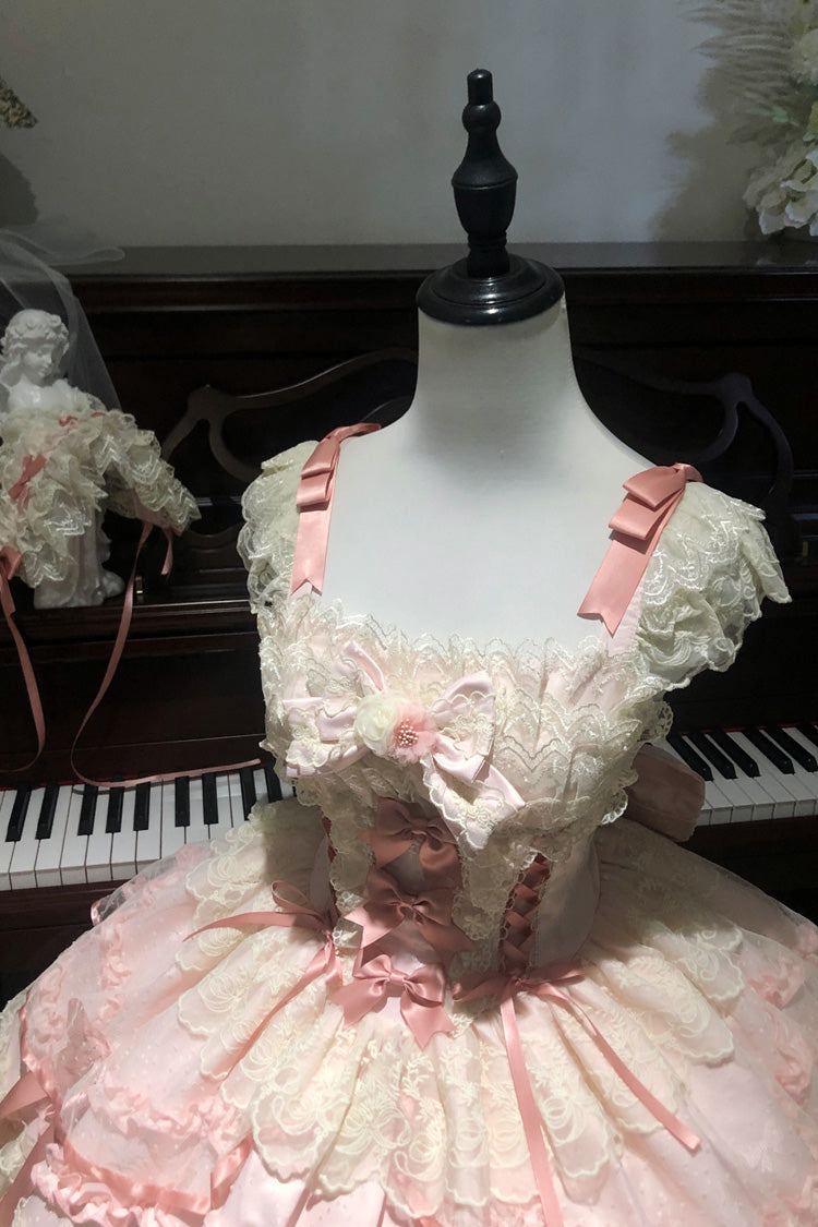 Lolita JSK Dress - Dreaming Butterfly, Pink, Lace Trim, Ruffled, Layered - additional product view 10