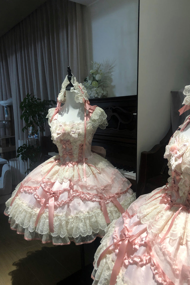 Lolita JSK Dress - Dreaming Butterfly, Pink, Lace Trim, Ruffled, Layered - additional product view 12