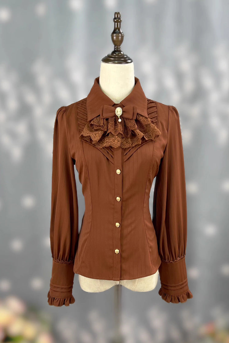 Lolita JSK Dress - Dreamlike Realm, 13 Colors, Ruffled, Printed, Embroidered - S Brown-Blouse(Only) / M Brown-Blouse(Only) / L Brown-Blouse(Only) option