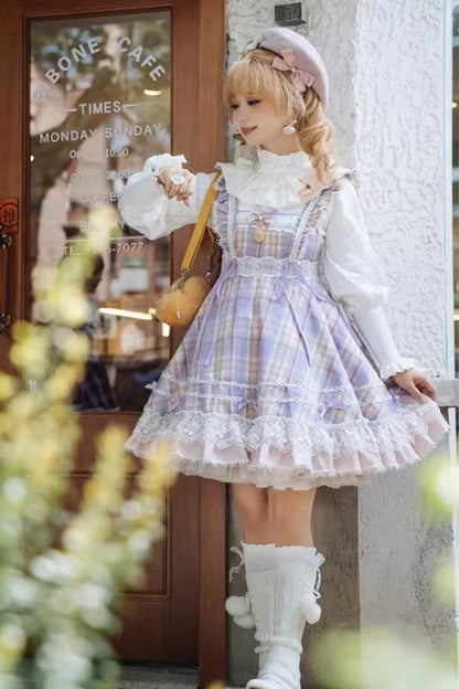 Lolita JSK Dress - Endless Summer, 2 Colors, High Waist, Ruffled, Printed - main product image