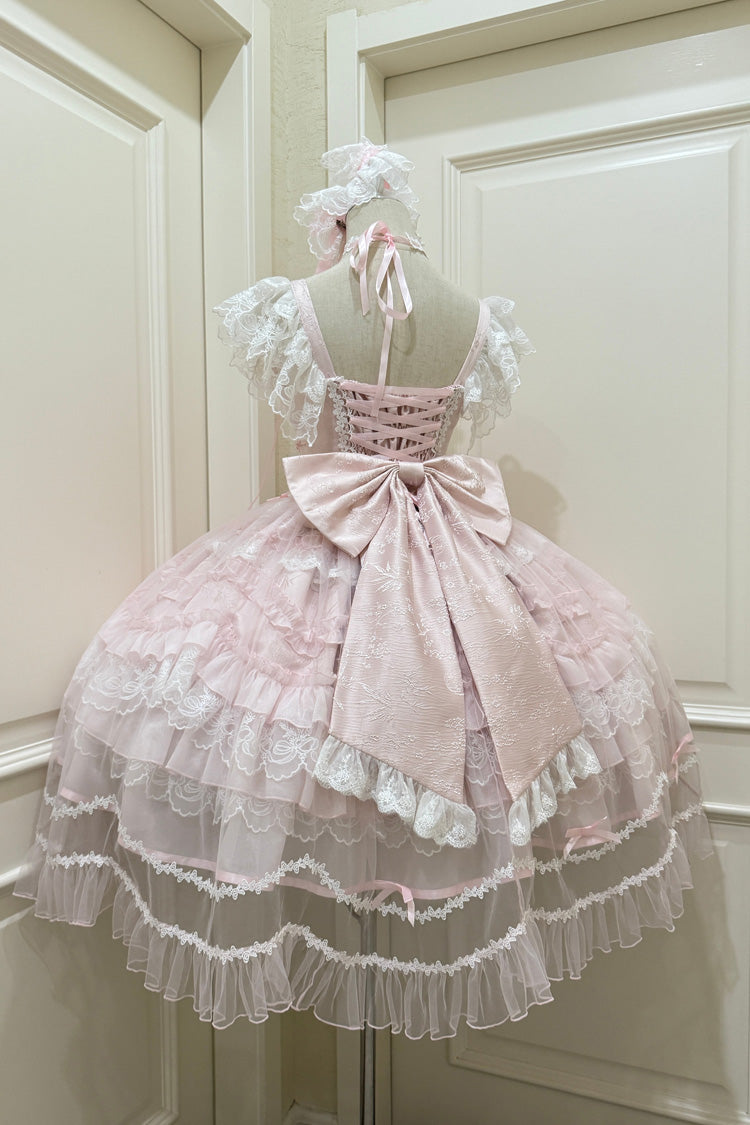 Lolita JSK Dress - Eternal Vow, Pink, Lace-Up, Sweet Style, Bow Detail - additional product view 3