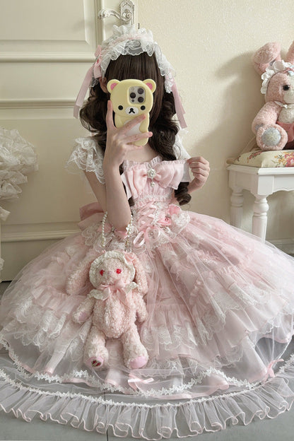Lolita JSK Dress - Eternal Vow, Pink, Lace-Up, Sweet Style, Bow Detail - additional product view 5