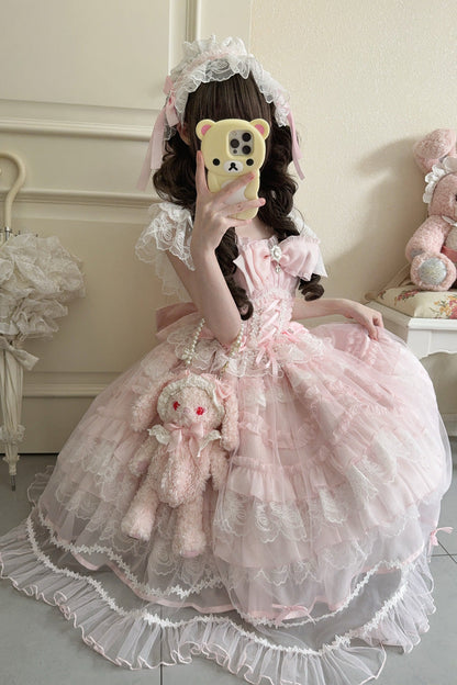Lolita JSK Dress - Eternal Vow, Pink, Lace-Up, Sweet Style, Bow Detail - additional product view 6