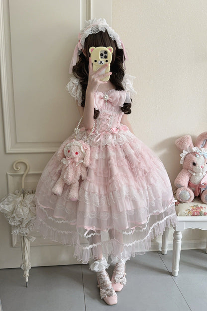 Lolita JSK Dress - Eternal Vow, Pink, Lace-Up, Sweet Style, Bow Detail - additional product view 7