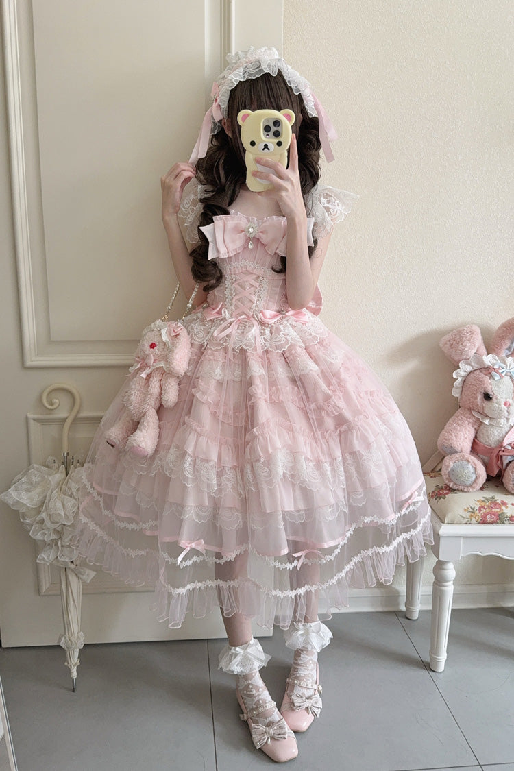 Lolita JSK Dress - Eternal Vow, Pink, Lace-Up, Sweet Style, Bow Detail - additional product view 8