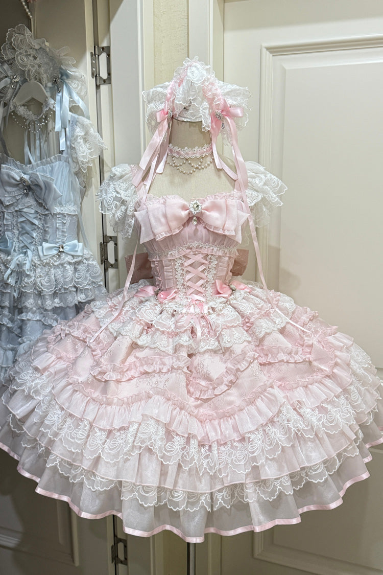 Lolita JSK Dress - Eternal Vow, Pink, Lace-Up, Sweet Style, Bow Detail - main product image