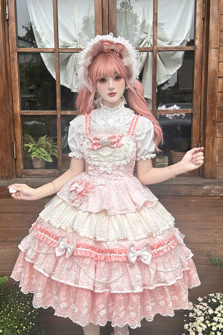 Lolita JSK Dress - Falling Sakura, Pink, Plus Size, Ruffled, Layered - additional product view 2