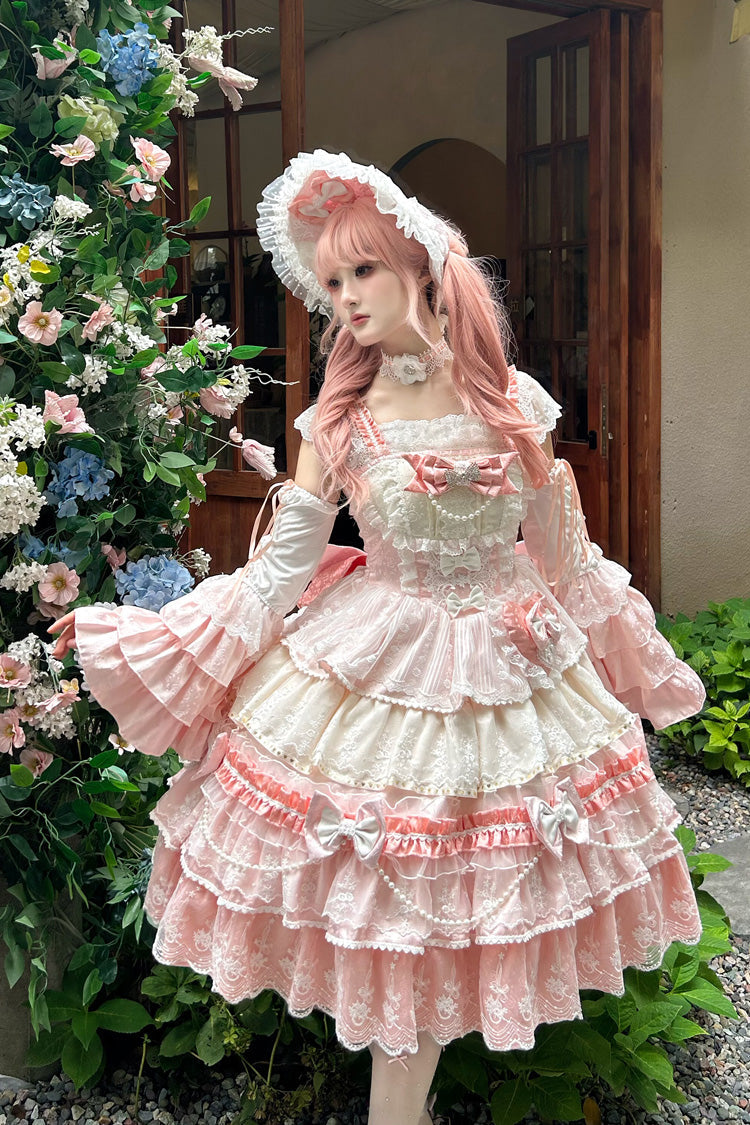 Lolita JSK Dress - Falling Sakura, Pink, Plus Size, Ruffled, Layered - additional product view 3