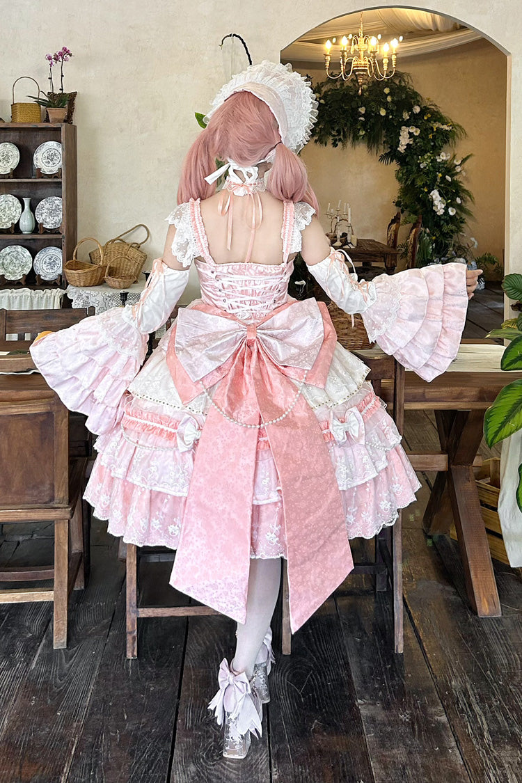 Lolita JSK Dress - Falling Sakura, Pink, Plus Size, Ruffled, Layered - additional product view 4