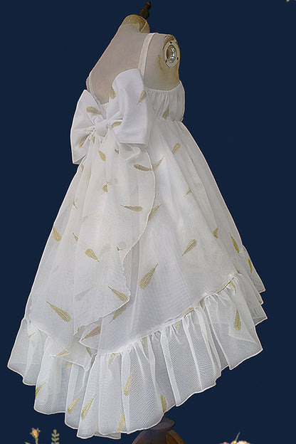 Lolita JSK Dress - Feather Snowflake Embroidery, 3 Colors, Bow Detail, Ruffled, Printed - additional product view 14