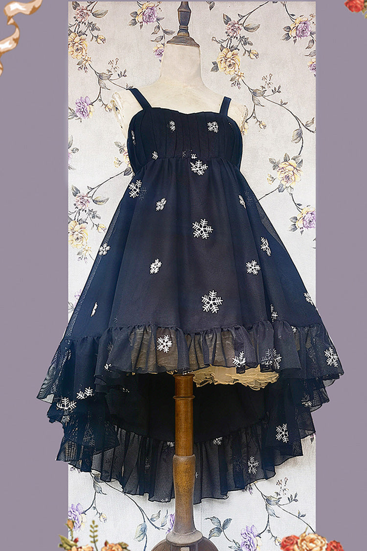 Lolita JSK Dress - Feather Snowflake Embroidery, 3 Colors, Bow Detail, Ruffled, Printed - additional product view 15