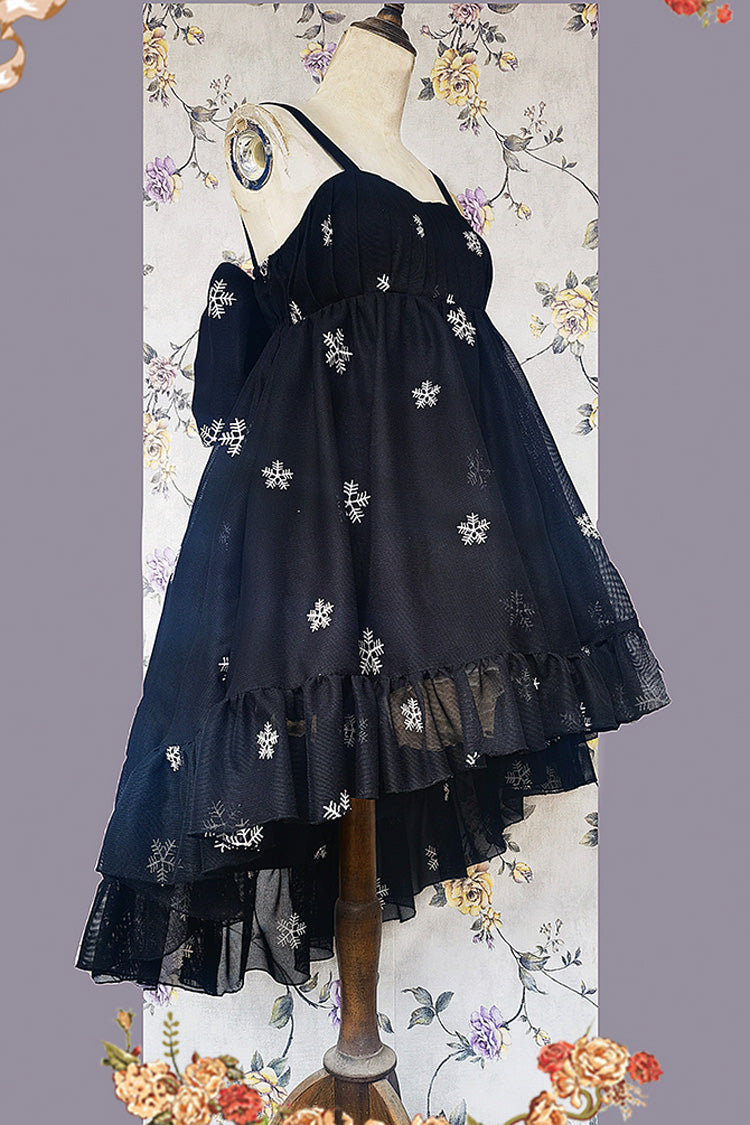 Lolita JSK Dress - Feather Snowflake Embroidery, 3 Colors, Bow Detail, Ruffled, Printed - additional product view 16