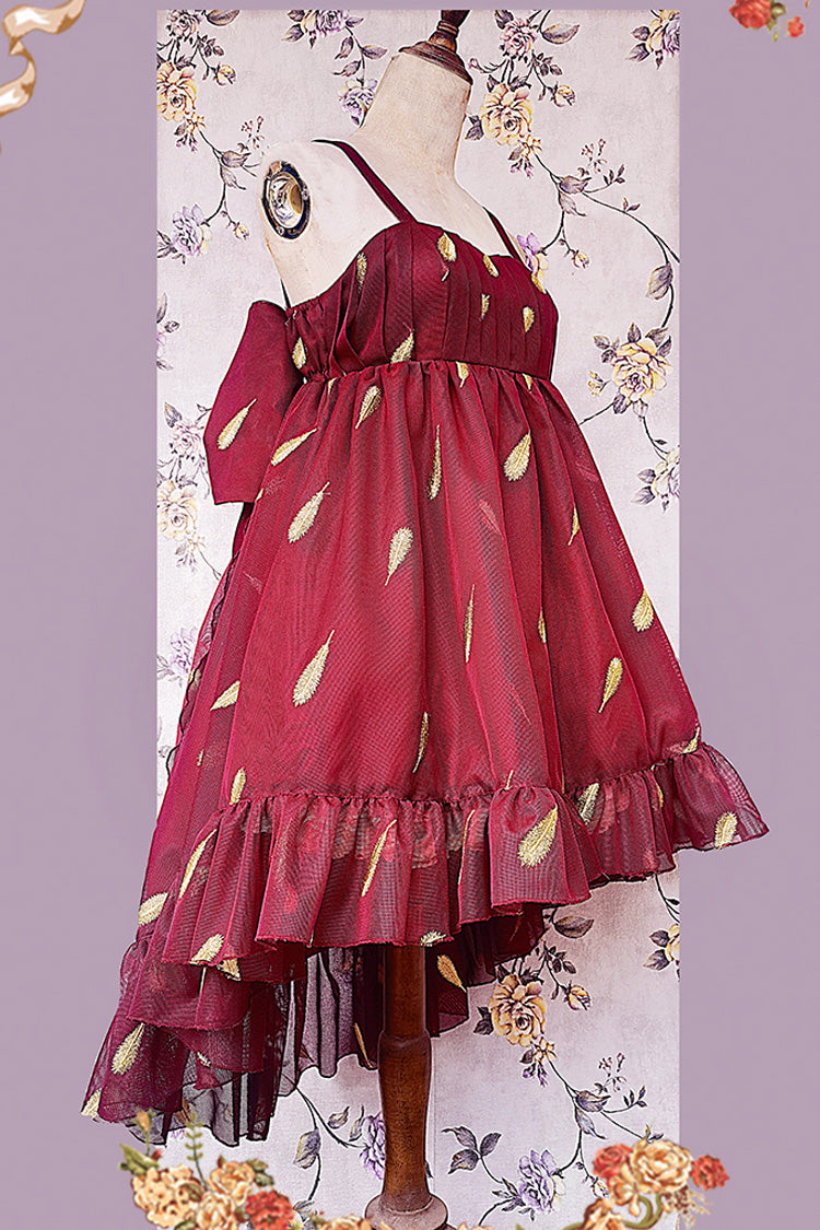 Lolita JSK Dress - Feather Snowflake Embroidery, 3 Colors, Bow Detail, Ruffled, Printed - additional product view 19
