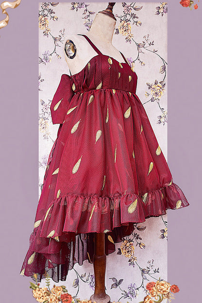Lolita JSK Dress - Feather Snowflake Embroidery, 3 Colors, Bow Detail, Ruffled, Printed - additional product view 19