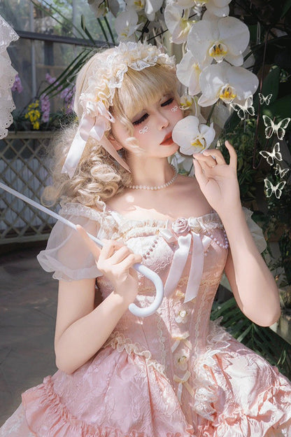 Lolita JSK Dress - Fleeting Light And Shallow Dream, Pink, Ballet-Inspired Style - additional product view 2