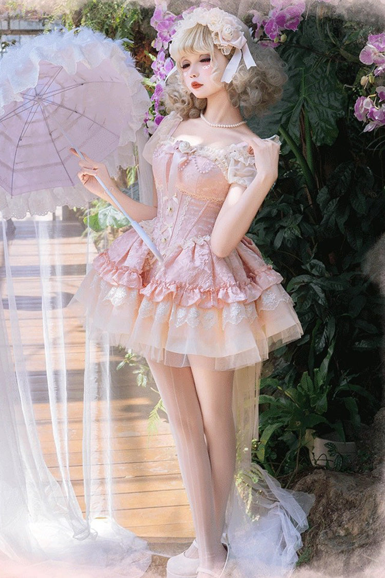 Lolita JSK Dress - Fleeting Light And Shallow Dream, Pink, Ballet-Inspired Style - additional product view 3