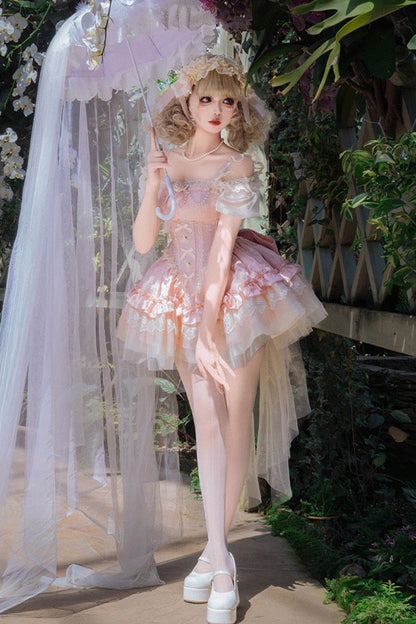 Lolita JSK Dress - Fleeting Light And Shallow Dream, Pink, Ballet-Inspired Style - additional product view 5