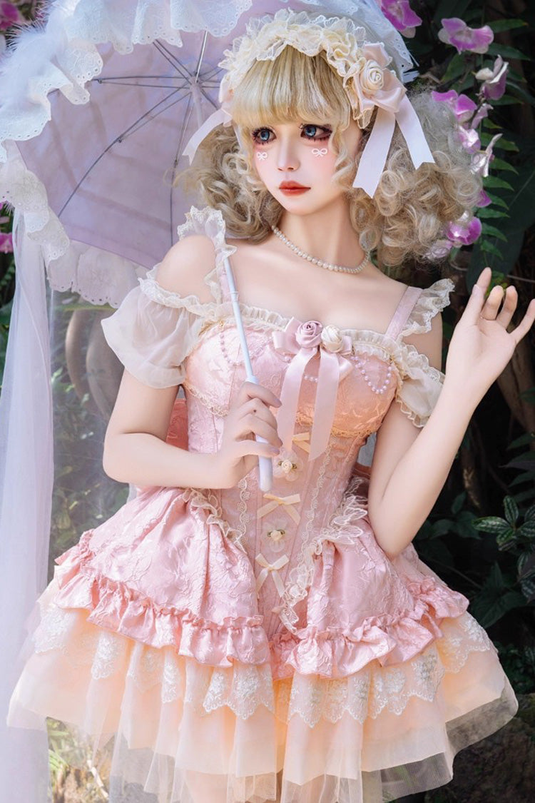 Lolita JSK Dress - Fleeting Light And Shallow Dream, Pink, Ballet-Inspired Style - main product image