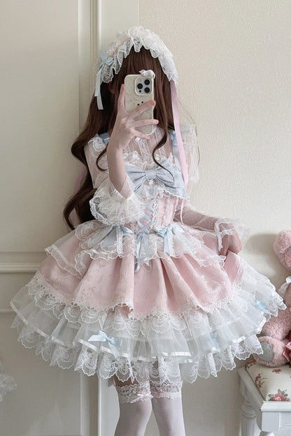 Lolita JSK Dress - Fleishi Island, Pink, Ruffled, Layered, Sweet Style - main product image