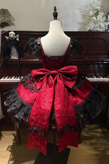 Lolita JSK Dress - Fleishi Island, Red, Sweet Style, Ballet-Inspired Style, Bow Detail - additional product view 2