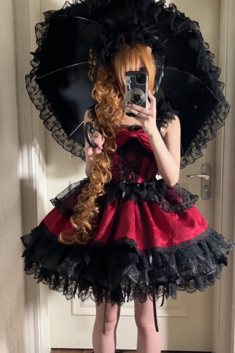 Lolita JSK Dress - Fleishi Island, Red, Sweet Style, Ballet-Inspired Style, Bow Detail - additional product view 4