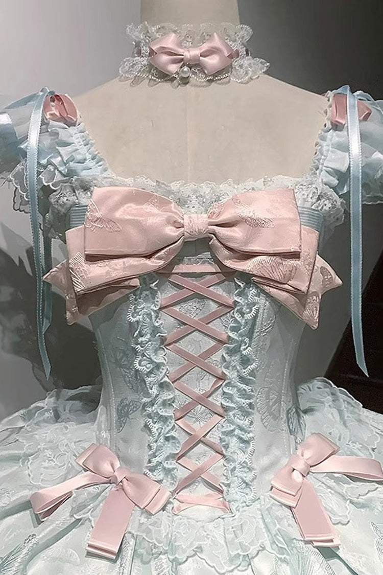 Lolita JSK Dress - Flora Isle Butterfly, Green, Ruffled, Lace-Up, Sweet Style - additional product view 13