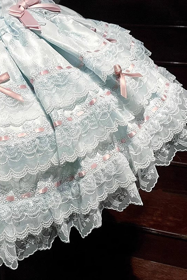 Lolita JSK Dress - Flora Isle Butterfly, Green, Ruffled, Lace-Up, Sweet Style - additional product view 14