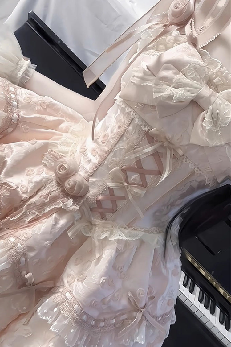 Lolita JSK Dress - Floral Overture, Pink, Lace Trim, Ruffled, Embroidered - additional product view 2