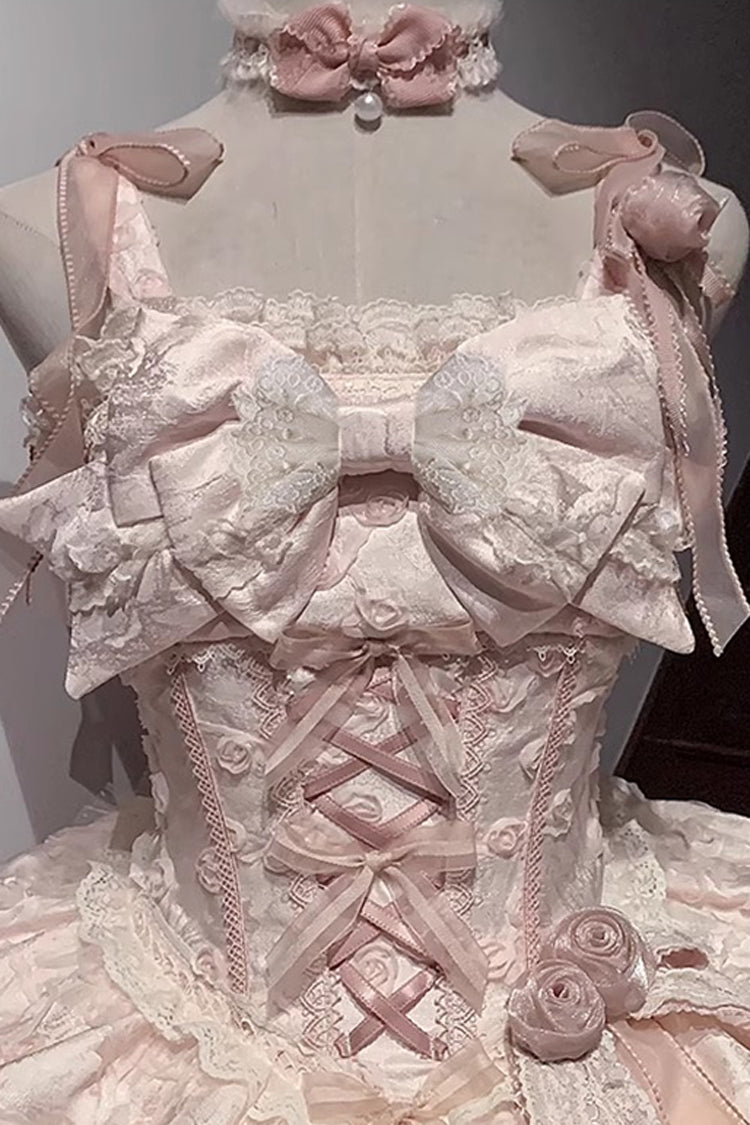 Lolita JSK Dress - Floral Overture, Pink, Lace Trim, Ruffled, Embroidered - additional product view 3
