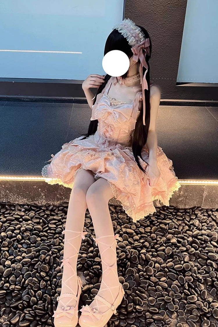 Lolita JSK Dress - Floral Overture, Pink, Lace Trim, Ruffled, Embroidered - additional product view 5