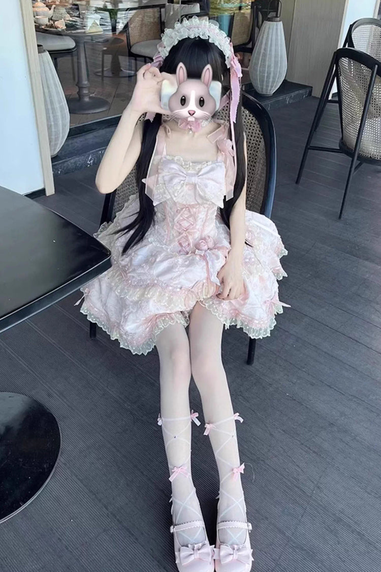 Lolita JSK Dress - Floral Overture, Pink, Lace Trim, Ruffled, Embroidered - additional product view 6