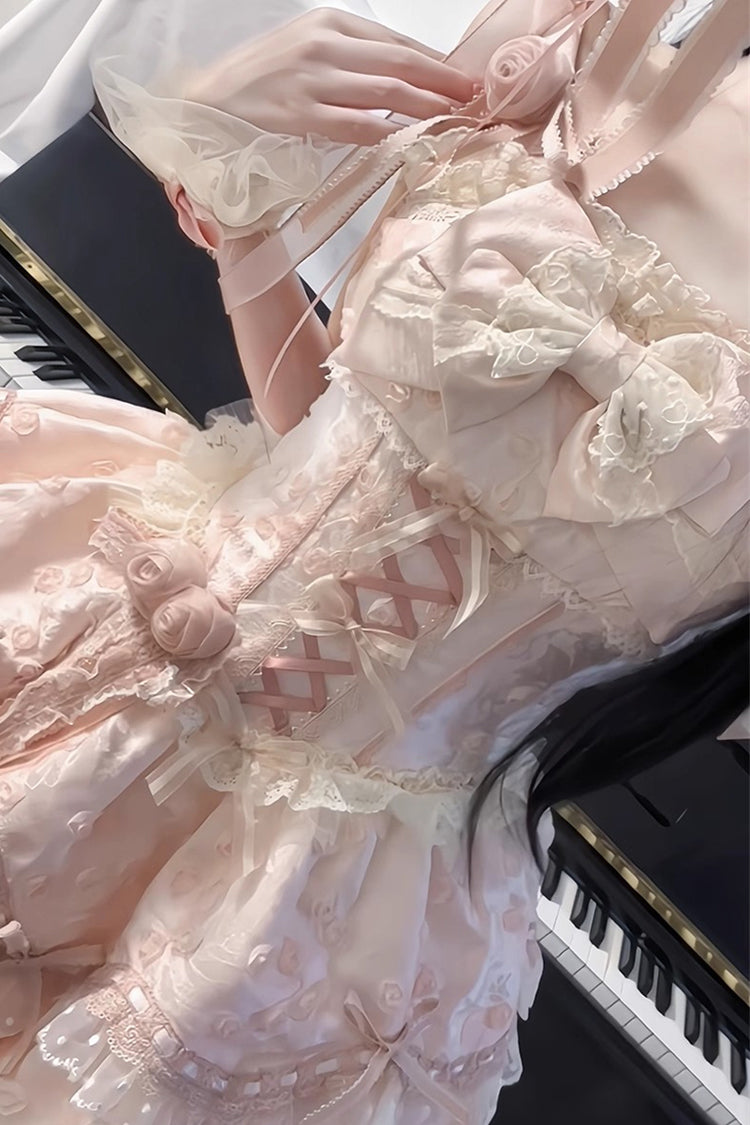 Lolita JSK Dress - Floral Overture, Pink, Lace Trim, Ruffled, Embroidered - additional product view 7